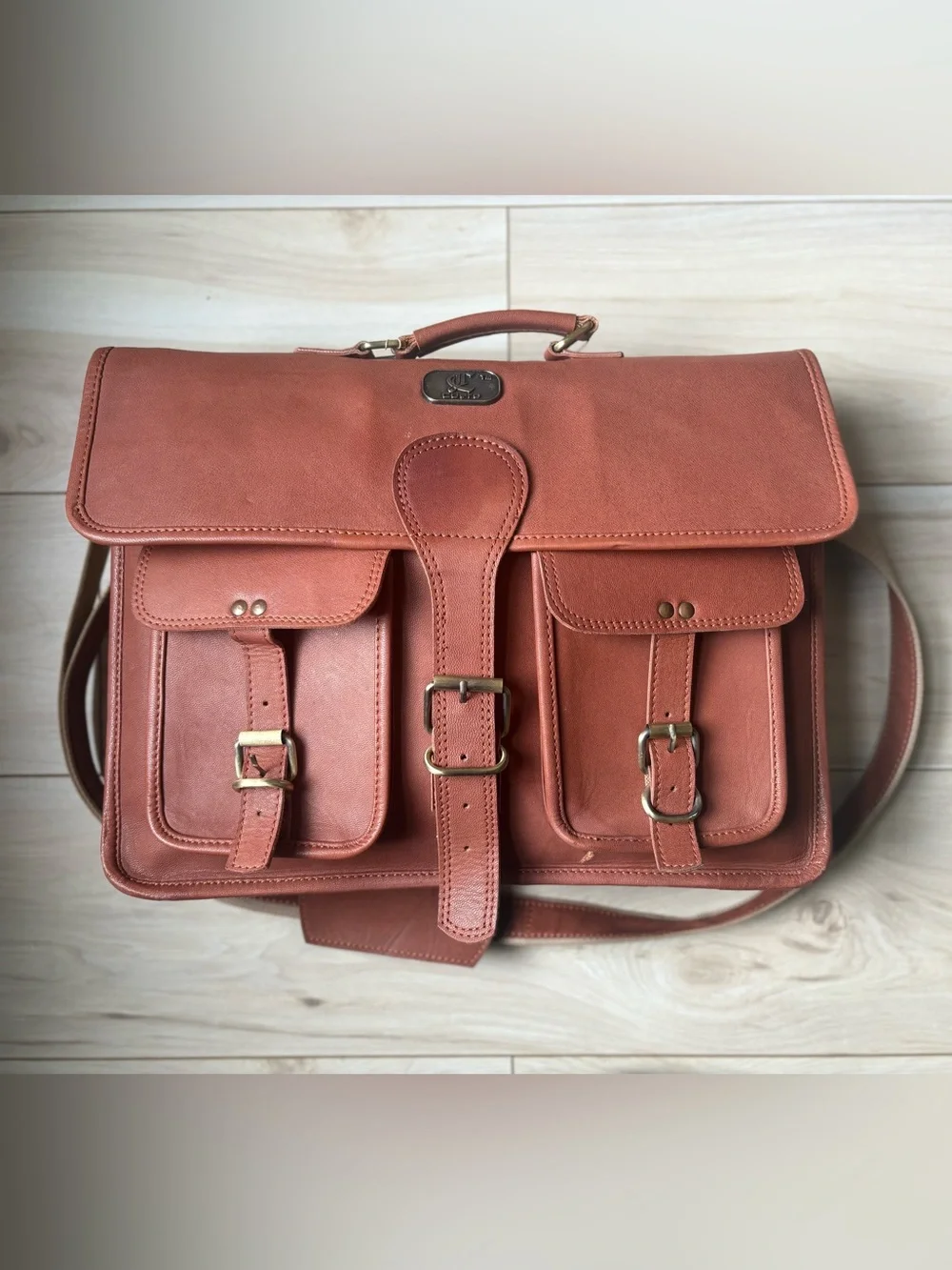 Vintage Cuero Leather Messenger Bag Brown Satchel Briefcase Crossbody Laptop